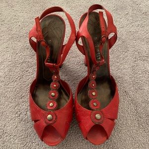 Nine West Red Platform Heels